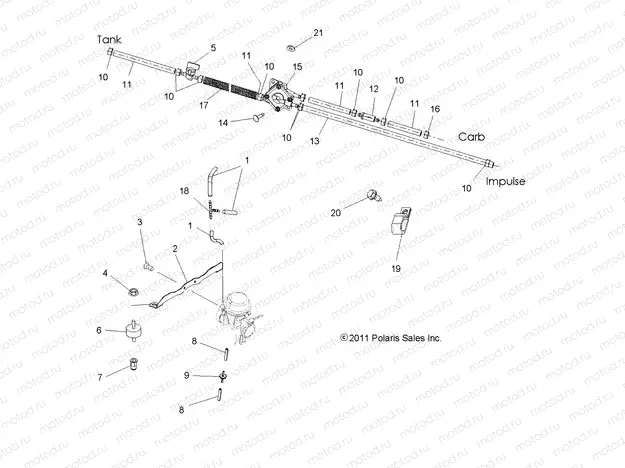 ENGINE | ENGINE, CARBURETOR MOUNTING and FUEL LINES - A13MB46TH (49ATVCARBBRKT11HAWK)