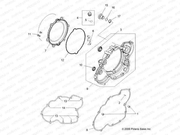 ENGINE | ENGINE, CLUTCH COVER - A10GJ45AA (49ATVCLUTCHCVR07OUT525)