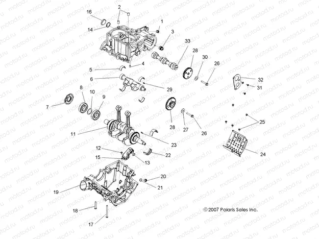 ENGINE | ENGINE, CRANKCASE and CRANKSHAFT - R08VH76AD/AG (49ATVCRANKCASE08VISTA)