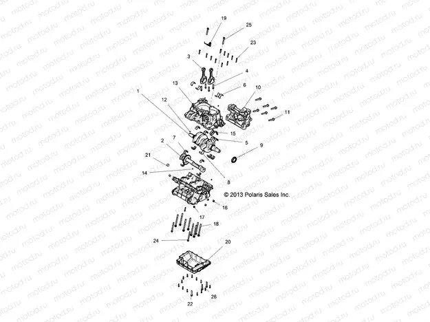 ENGINE | ENGINE, CRANKCASE AND CRANKSHAFT - R16RGE99A7/AE/AV (49RGRCRANKCASE14RZR1000)