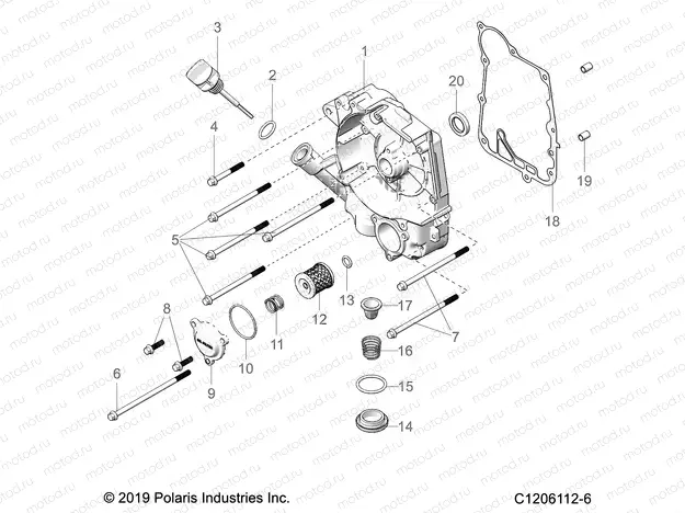 ENGINE | ENGINE, CRANKCASE COVER ASM, RIGHT - A21HBB07A3/A7/B3/B7 (C1206112-6)