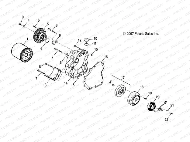 ENGINE | ENGINE, CRANKCASE COVER, RH - A18YAP20A8/N8 (49ATVCRANKCASECVRRH09PHX)