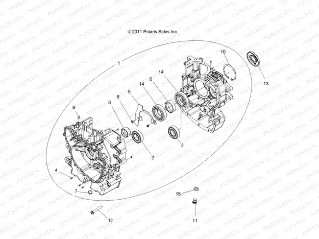 ENGINE | ENGINE, CRANKCASE - R15RUA57AA/E57AC (49RGRCRANKCASE12RZR570)