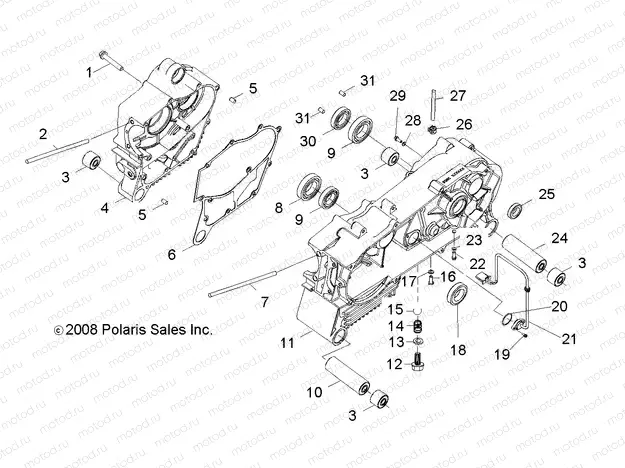 ENGINE | ENGINE, CRANKCASE - R15YAV17AA/AF/BA/BF (49RGRCRANKCASE09RZR170)