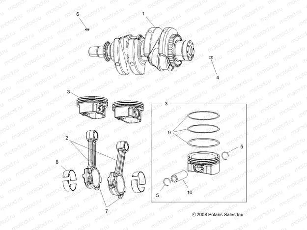 ENGINE | ENGINE, CRANKSHAFT and PISTON - A11TN85AA (49ATVCRANKSHAFT09SPXP850)