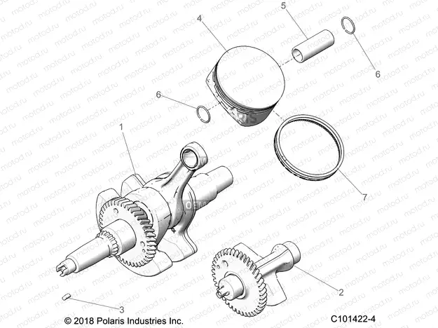 ENGINE | ENGINE, CRANKSHAFT, PISTON and BALANCE SHAFT - A23SDE57P4 (C101422-4)