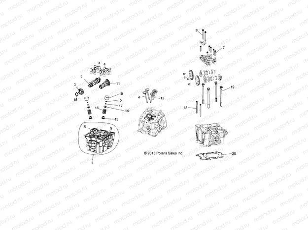 ENGINE | ENGINE, CYLINDER HEAD, CAMS and VALVES - R13VH57FX (49RGRCYLINDERHD13RZR570)