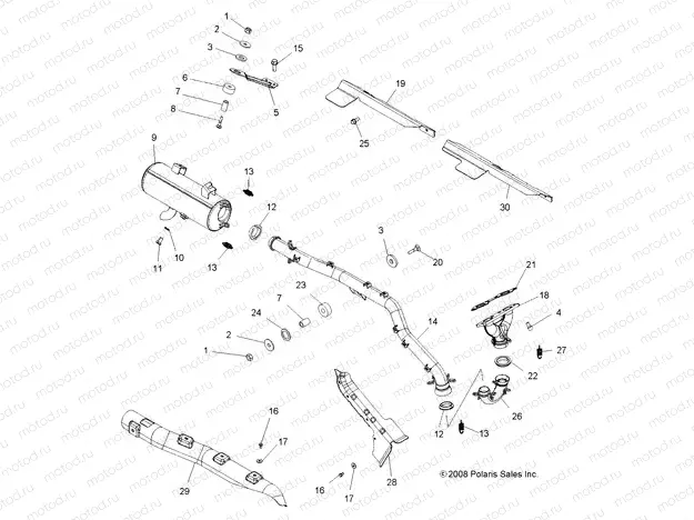 ENGINE | ENGINE, EXHAUST - A08DN76FC (49ATVEXHAUST08SPTRG800)