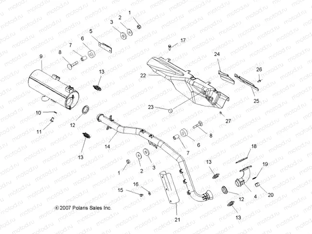 ENGINE | ENGINE, EXHAUST - A08MN50AF/AN/AQ/AR/AS/AT/AW/AX (49ATVEXHAUST08SP500)