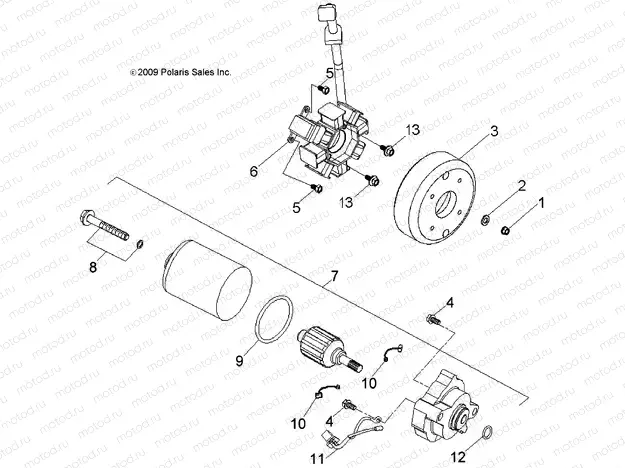 ENGINE | ENGINE, GENERATOR and STARTING MOTOR - A17YAK05A4/N4/A6/N6 (49ATVGENERATOR10OUT50)