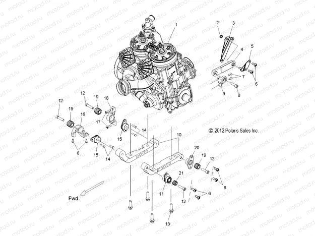 ENGINE | ENGINE, MOUNTING - S20CBA6GSL (49SNOWENGINEMOUNT13600LE)