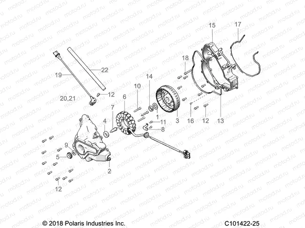 ENGINE | ENGINE, STATOR COVER and FLYWHEEL - A19SDS57C5 (C101422-11)