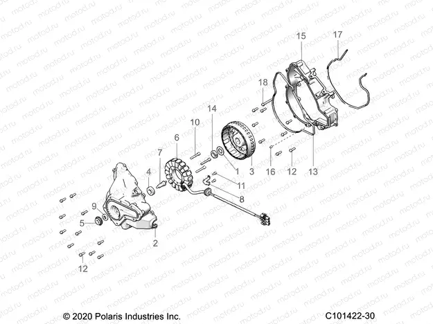 ENGINE | ENGINE, STATOR COVER and FLYWHEEL - A22SDE57A4/B4 (C101422-30)