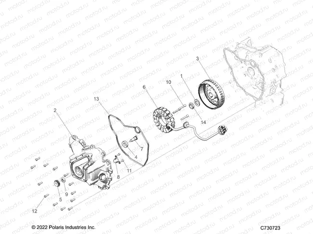 ENGINE | ENGINE, STATOR COVER and FLYWHEEL - R23MAE57DX (C730723)