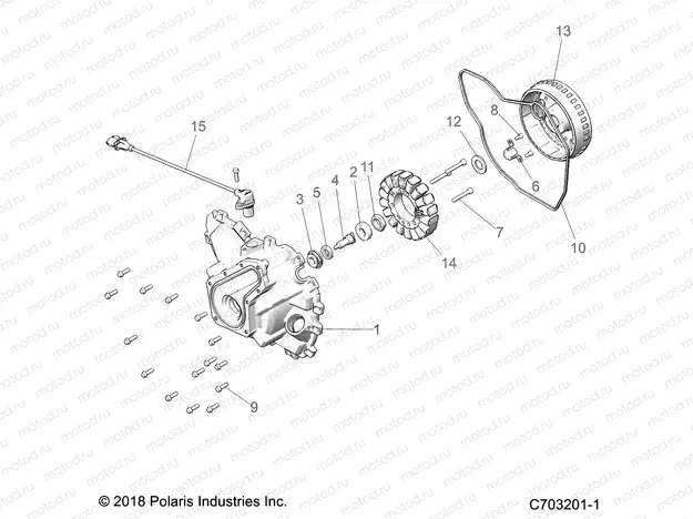ENGINE | ENGINE, STATOR COVER AND FLYWHEEL - Z21CHA57A2/K2/E57AK (C703201-1)