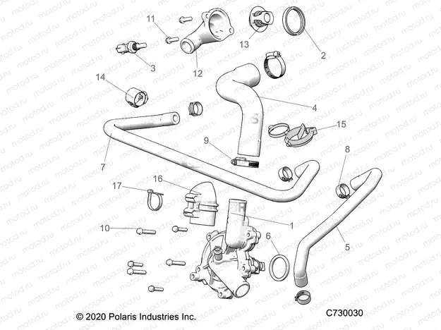 ENGINE | ENGINE, WATERPUMP AND BYPASS - R21RSE99A9/AC/AP/AW/B9/BC/BP/BW (C730030)