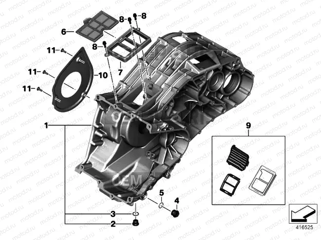 Engine housing, rear