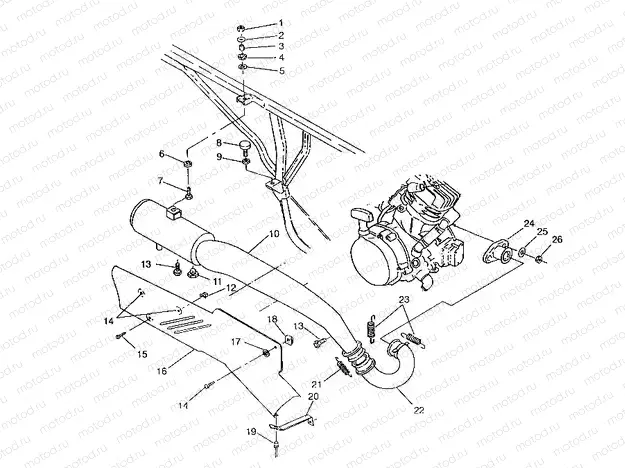 EXHAUST SYSTEM 6x6 400L | EXHAUST SYSTEM 6x6 400L, SWEDISH S948740 and  NORWEGIAN N948740 (4926812681008A)