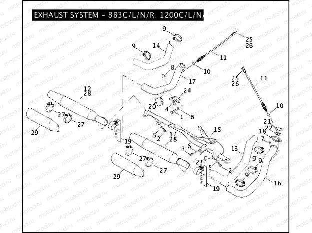 EXHAUST SYSTEM - 883C/L/N/R, 1200C/L/N/X