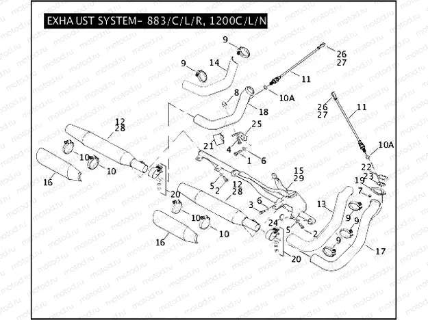 EXHAUST SYSTEM - 883/C/L/R, 1200C/L/N/R