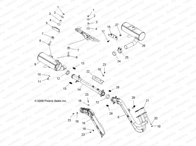 EXHAUST SYSTEM | EXHAUST SYSTEM, DUAL - A07MH76FA (49ATVEXHAUST800EFIDL)