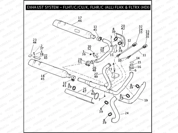 EXHAUST SYSTEM - FLHT/C/CU/K, FLHR/C (ALL) FLHX & FLTRX (HDI) (2 OF 2)
