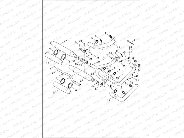 EXHAUST SYSTEM - FXDB, FXDL (England, HDI, Japan)