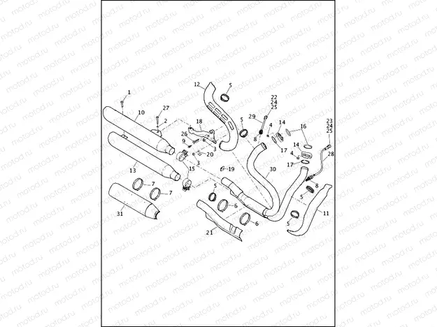 EXHAUST SYSTEM - FXDF, FXDLS AND FXDWG (2 OF 2)