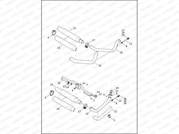 EXHAUST SYSTEM - FXSB, FLSTC (ASIA-PACIFIC, AUSTRALIA, BRAZIL, CANADA, DOMESTIC)