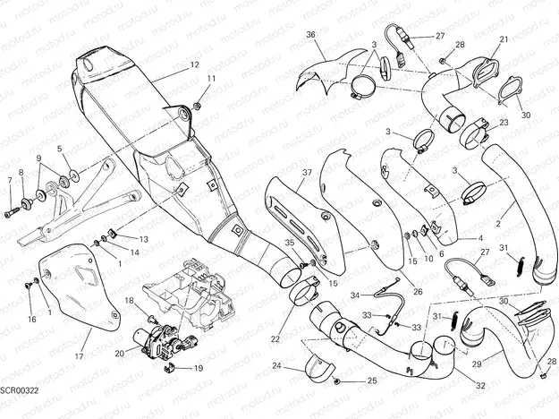 EXHAUST SYSTEM [MOD:M 821;XST:AUS,BLG,EUR,GSO,JAP,ROK,SPA,TWN]