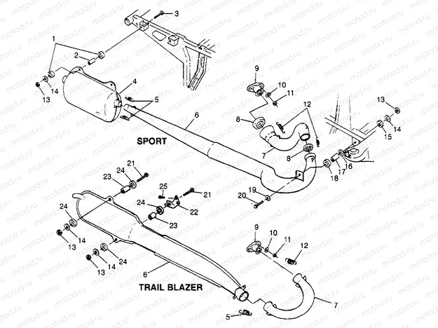 EXHAUST SYSTEM Sport 400L W97BA38C and Trail Blazer W97BA25C (4940124012A011) | EXHAUST SYSTEM Sport 400L W97BA38C and Trail Blazer W97BA25C (4940124012A011)