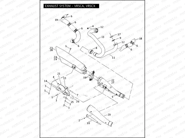 EXHAUST SYSTEM - VRSCA, VRSCX