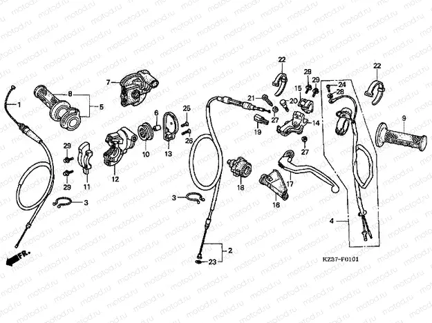 F-1-1 HANDLE LEVER / SWITCH / CABLE (CR250R4-7)