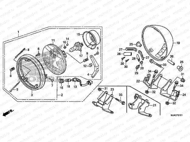 F-1-1 HEADLAMP (VT750C2B / C2S / S-ED, 2ED, U)