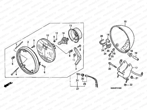 F-1 HEADLAMP (VF750CW / X / Y) (VF750C2W / X / Y)