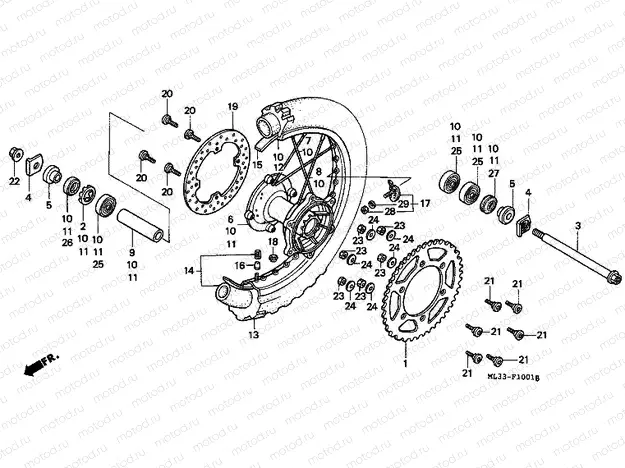F-10-1 REAR WHEEL (CR500RN / RP / RR / RS / RT / RV)