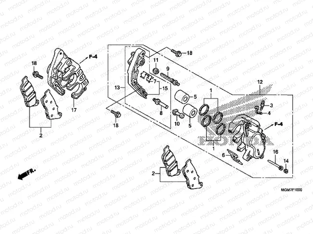 F-10 FRONT BRAKE CALIPER (CB600F)