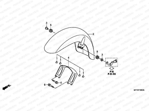 F-10 FRONT FENDER (VT1300CR / CRA)
