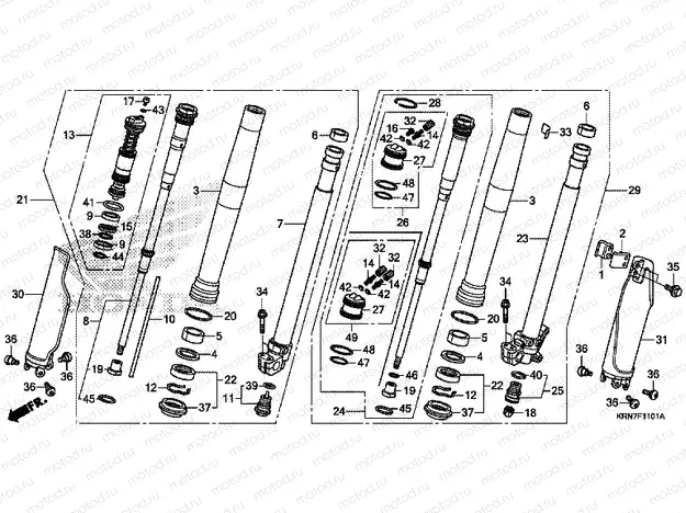 F-11-1 FRONT FORK (CRF250RF,G)