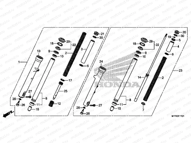 F-11-1 FRONT FORK (VT1300CXA)