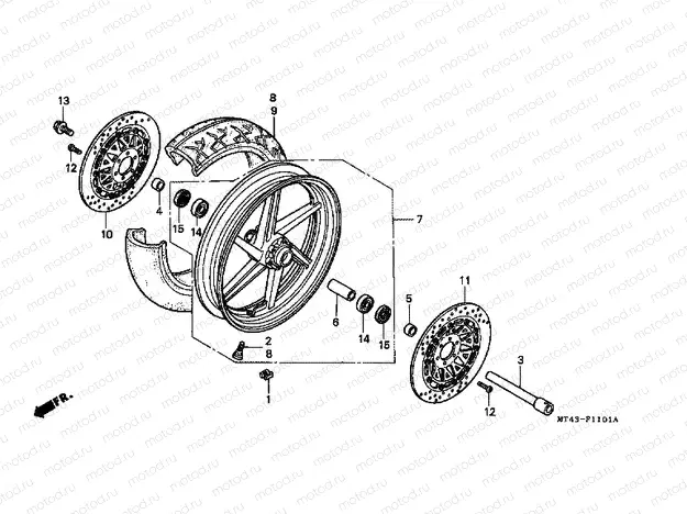 F-11-1 FRONT WHEEL (VFR750FR / FS / FT / FV)