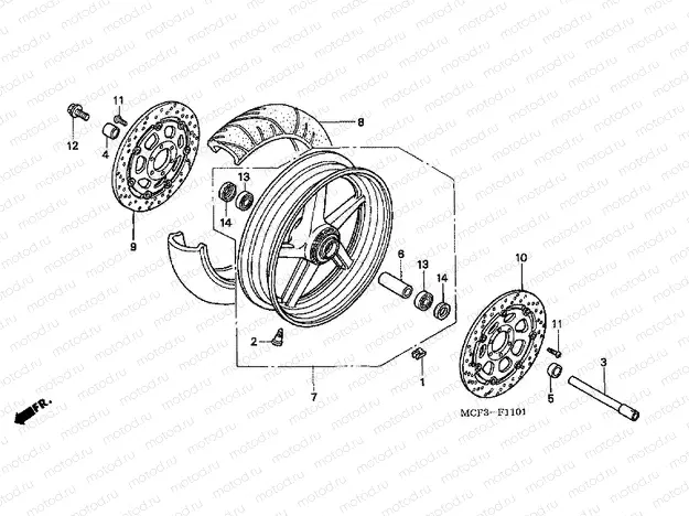 F-11-1 FRONT WHEEL (VTR1000SP2 / 3/4/5/6)