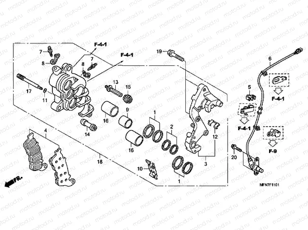 F-11-1 J. FRONT BRAKE CALIPER (CB1000RA)