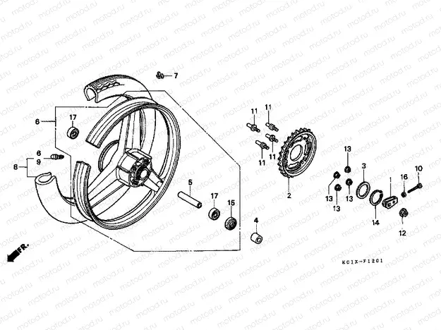 F-12-1 REAR WHEEL (CB125TDJ / TP)