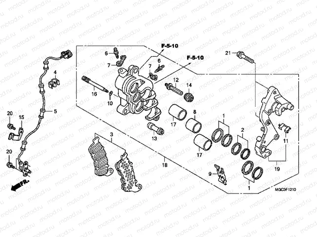 F-12-10 J. FRONT BRAKE CALIPER (CB1100A)