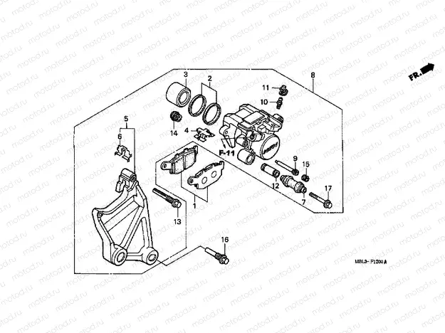 F-12 REAR BRAKE CALIPER (NT650VW / X / Y / 1)