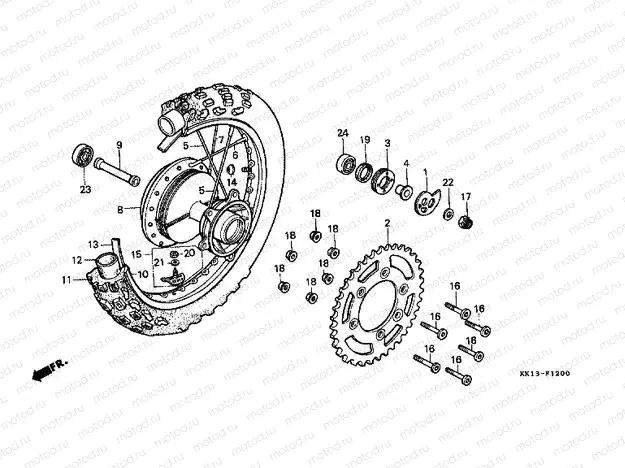 F-12 REAR WHEEL (XR250RE / RF / RG / RH / RJ / RK)