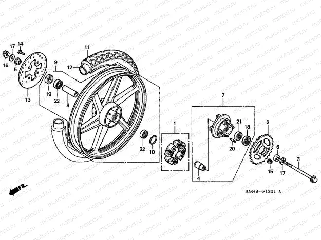 F-13-1 REAR WHEEL (FS125C1-3 / CM1 / MC2-3)