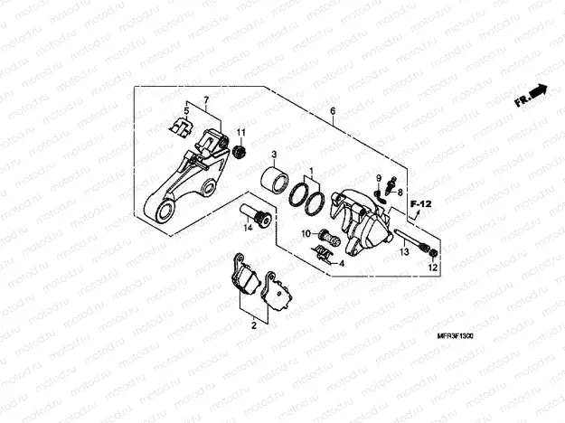 F-13 REAR BRAKE CALIPER (VT1300CX)