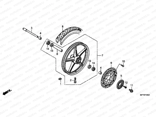 F-14-1 FRONT WHEEL (VT1300CSA)